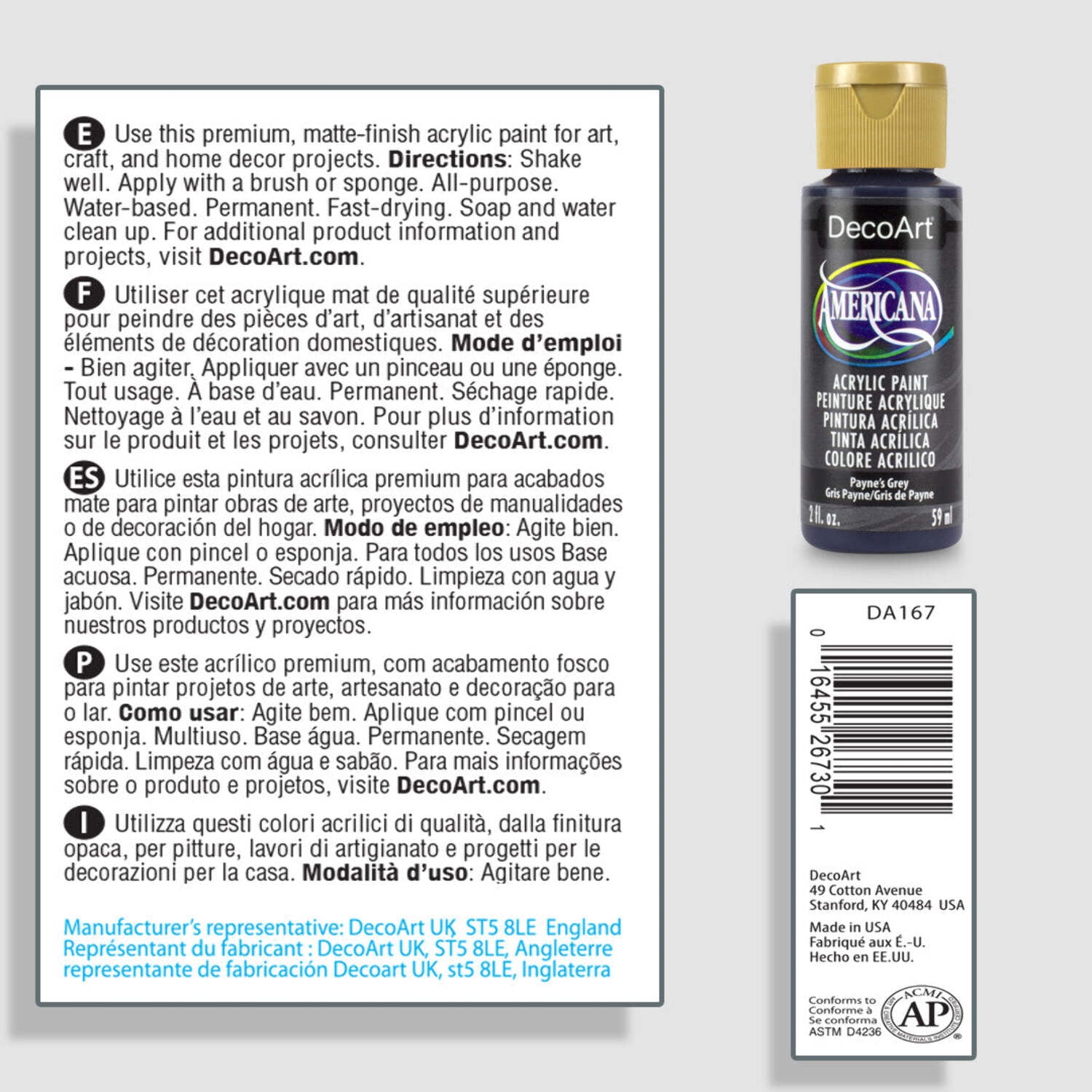 DecoArt Americana Acrylic Paint, 2 oz, Blue Color Family, Matte Finish