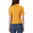 thumbnail image 3 of MODA NOVA Juniors Sweet Heart Polka Dots Blouse Short Sleeve Casual Button Down Shirts Yellow XL, 3 of 6