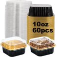 thumbnail image 1 of 60PCS Large Disposable Ramekins with Lids, 10oz Aluminum Foil Baking Cups with Lids, Individual Cake Pans Square Cupcake Baking Tins Reusable Dessert Cake Containers Loaf Pans for Cheesecake Muffin, 1 of 7