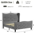 thumbnail image 7 of Miniyam Velvet Queen Size Bed with Button-Tufted Wingback Headboard for Adult, Gray, 7 of 7