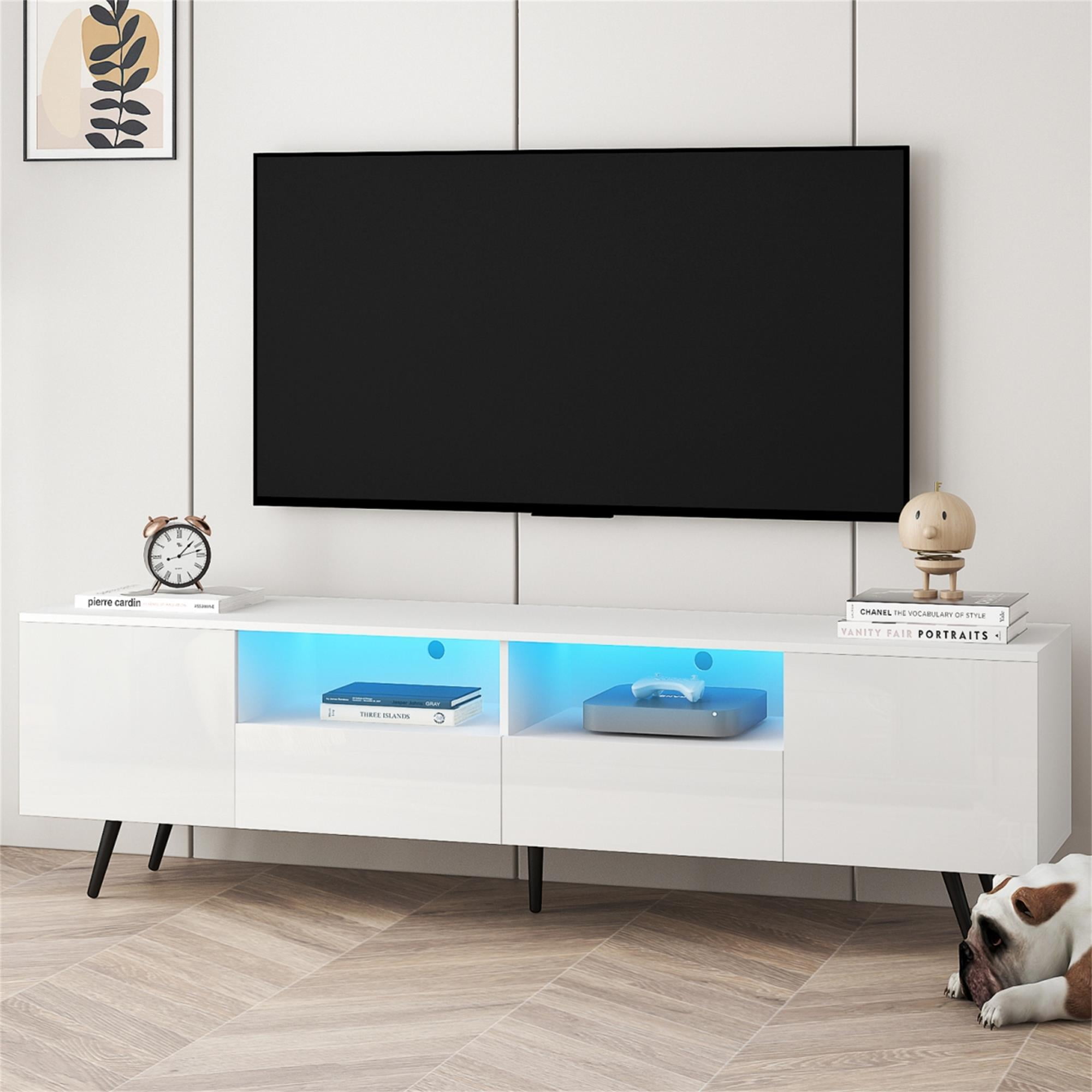 Yardi Yard High Glossy Gaming TV Media Center for 70/75/80 Inch TV, LED TV Stand Console in White Yardi Yard High Glossy Gaming TV Media Center for 70/75/80 Inch TV, LED TV Stand Console in White
