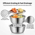 thumbnail image 3 of YUSUIYI Grating and Slicing Bowl,3 in 1 Germany Multifunctional Stainless Steel Basin with Drain Basket for Vegetables, 3 of 7