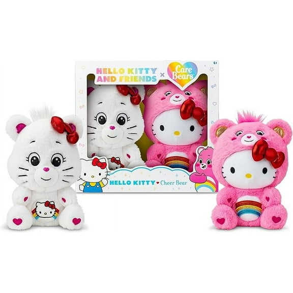Care Bears Hello Kitty and Cheer Bear 10" Plush Set
