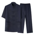 thumbnail image 2 of Tenues 2 Pcs pour Hommes, Ensemble Décontracté Régulier pour Hommes à la Mode Confortable Uni à Manches Courtes avec Col Rabattu, Cadeaux pour Hommes, P, 2 of 3