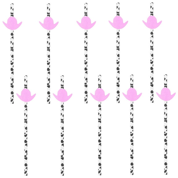 CIMAXIC 30pcs Multi Color Cow Print Paper Straws for Decoration Strong Themed Party Supplies