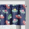 thumbnail image 5 of Ambesonne Galaxy Valance & Curtain, Flying Saucers UFO Cartoon, 55"x30", Navy Blue Multicolor, 5 of 7