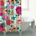 thumbnail image 5 of Floral Shower Curtain Watercolor Botanical Bathroom Decor Rustic Flower Design Fabric Bath Curtain for Tub Country Style Home Accessories with Hooks，84x72in(210x180cm), 5 of 5