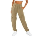 thumbnail image 1 of Gibobby Pantalones para mujer Pantalones de mujer diarios para el al libre con cintura elástica y bolsillos laterales, pantalones de entrenamiento informales(Café,CH), 1 of 4