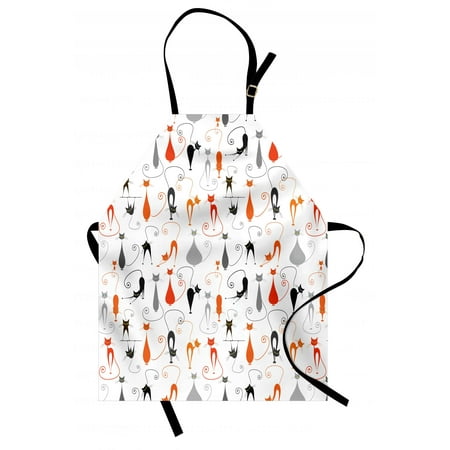 Friends Apron - Cat Apron Colorful Cats in Different Poses Pussycat Domestic Friends Companions Modern Illustration, Unisex Kitchen Bib Apron with Adjustable Neck for Cooking Baking Gardening, Multi, by Ambesonne