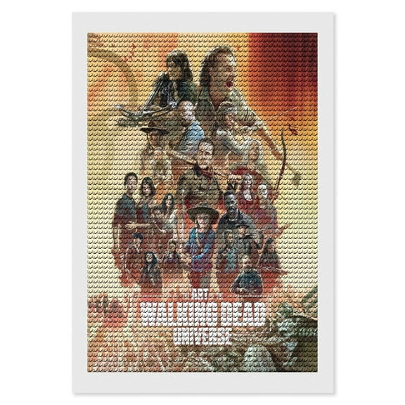 Walking Dead Diamond Art Kits for Adults Cartoon 5D DIY Diamond Art Kits Full Round Drill Crystal Arts and Crafts Anime Gem Art Painting Kit for Home Wall Decor 8"×12"
