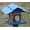 Blue and Weathered Wood, variant on Amish-Made Classic Deluxe Bird Feeder with Suet Holder and Peanut Feeder, Eco-Friendly Poly Lumber, Post-Mount Gray and Red