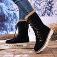 thumbnail image 2 of ibiyuan Snow Boots For Women Mid Calf Winter Overseas Trade Plus Size Lined Lace Up Mid Calf Boots,Black, 2 of 8