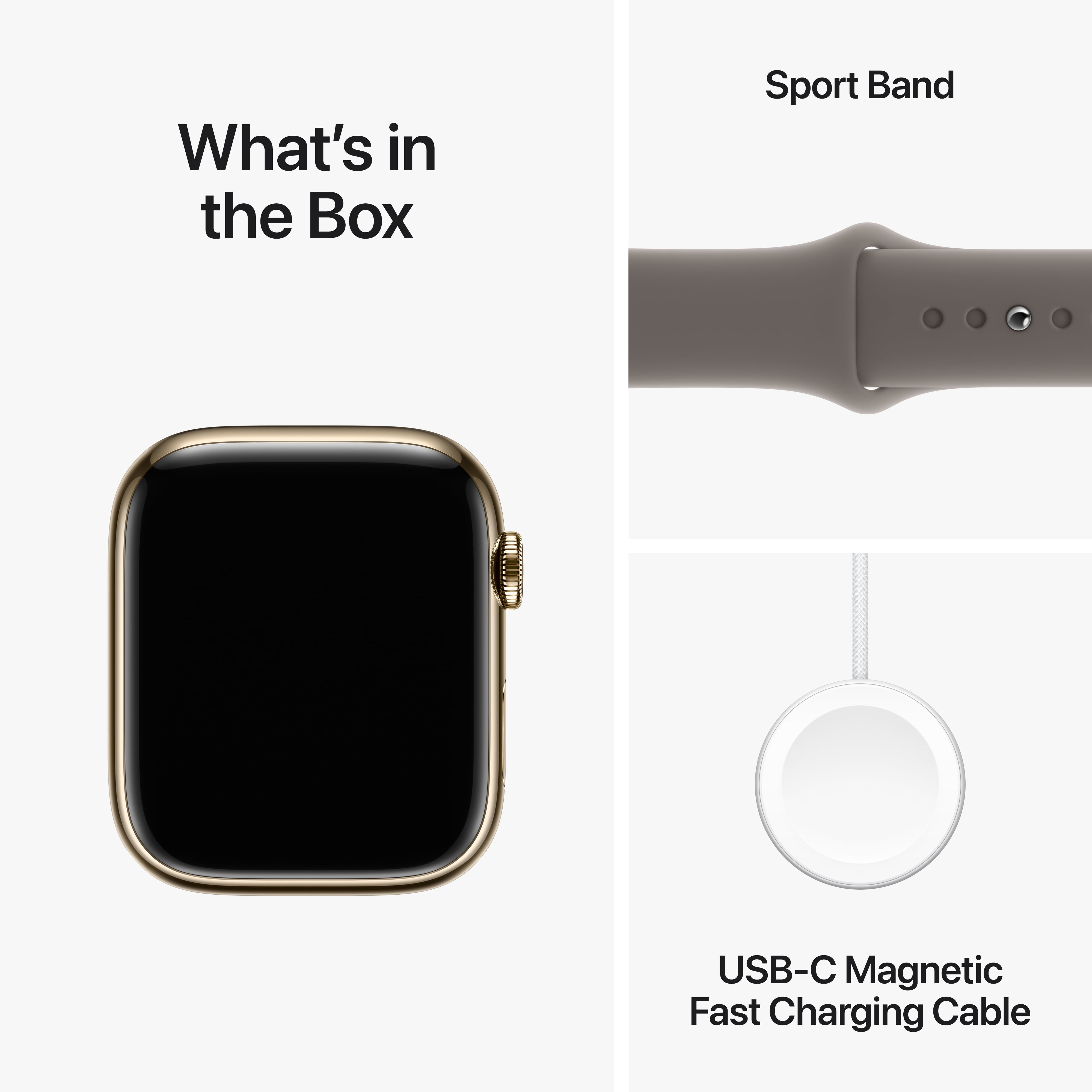 Apple Watch Series 9 GPS + Cellular 45mm Gold Stainless Steel Case with  Clay Sport Band - S/M | Apple Watch