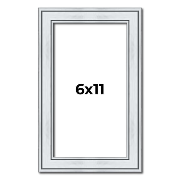 6x11 Frame Sterling Silver Solid Wood Picture Frame | 1.25 Inch Moulding Width | 0.75 Inch Interior