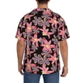 thumbnail image 3 of KLL Lilies Flowers Print Men's Shirt Short Sleeve Button Down Summer Cuba Beach Shirts- Small, 3 of 5