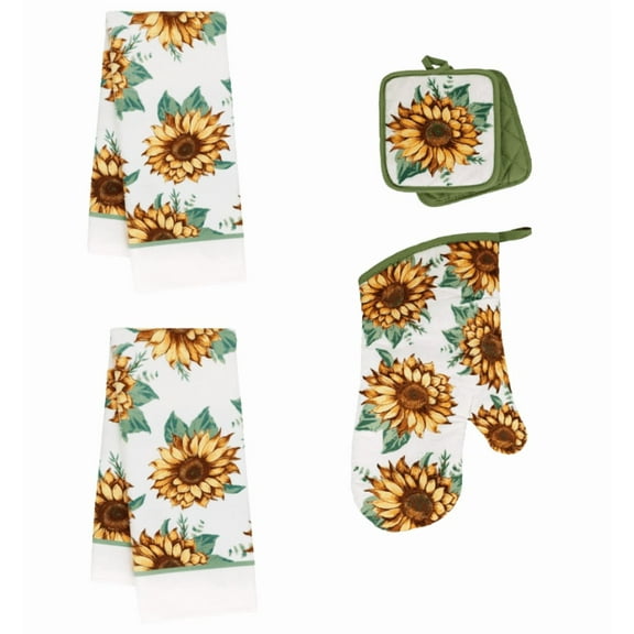 5-Piece Kitchen Sunflower Theme Linen Set
