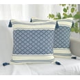 thumbnail image 2 of Boho Throw Pillow Covers with Tassels, 20x20 Inches, Navy Blue / Cream (Set of 2) | Decorative Pillow Covers for Living room Couch Sofa/ Farmhouse Woven Pillow Cases/ Neutral Accent Cushion Covers, 2 of 11