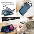 thumbnail image 5 of for iPhone 14 Wallet Case with RFID Blocking, Phone Case for iPhone 14 with Card Holder for Women Men, Durable Kickstand Zipper Shockproof Case for iPhone 14, Blue, 5 of 13
