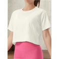 thumbnail image 3 of Womens Basic Summer Round Neck Crop Tops Loose Short Sleeve Solid Tee Shirt, 3 of 5