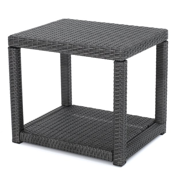 Palawan Outdoor Wicker Accent Table, Grey