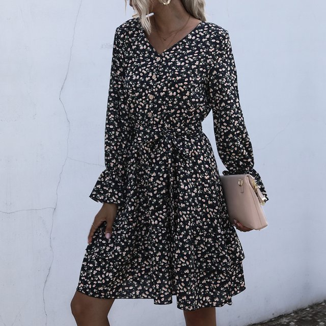 Vestido De Manga Larga, Diseño De Corbata Vestido Plisado Patrón Floral Manga Larga Cuello En V Para Negocios ANGGREK Ocean Broad Surfboard Fins
