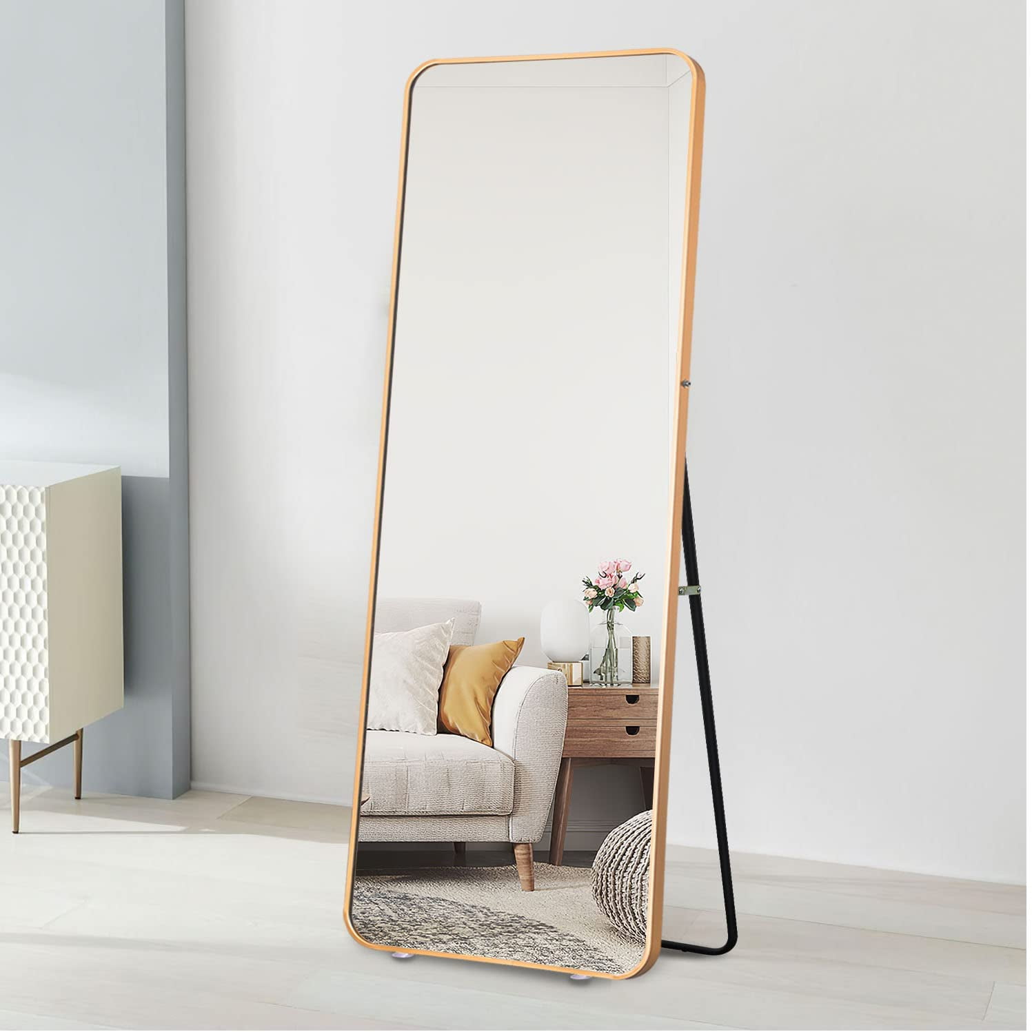 BBNBDMZ bzfwm Full Length Mirror 65"x22" Rustic Leaning Ladder Floor