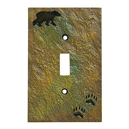 Bear Single Switchplate (30170437 Bear and Tracks Single Switch Plate, Carvers Tracks 30170442 Bark 30170437 30170448 30170247 Bear Pinecone Moose Plate with Cover Switch Single and by Outlet.., By Big Sky)