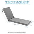 thumbnail image 5 of Millsilo Outdoor Chaise Lounge Cushion, 72" x 21" x 3" Patio Lounge Chair Cushion, Water-Resistant UV-Protected Replacement Cushion with High Density Foam, Gray, 5 of 9