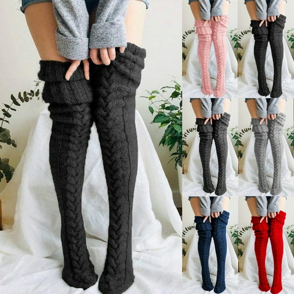 Women's Cable Knitted Thigh High Boot Socks Extra Long Winter Stockings Over Knee Leg Warmers