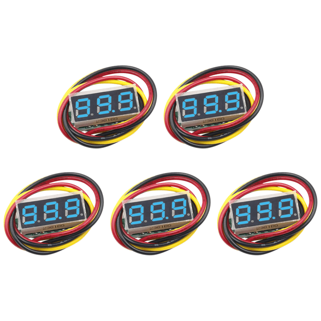 Probador voltaje digital 3 cables 0-100 V Mini voltímetro 0 28 pulgadas () Azul