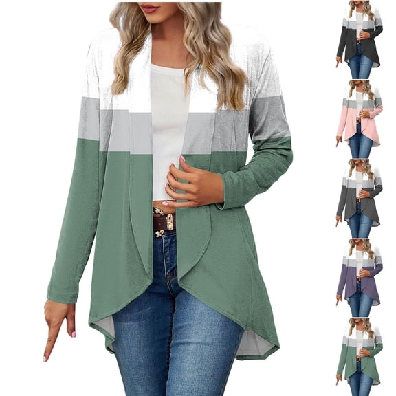 Women's Casual Loose Fit Long Sleeve Cardigan Coat Sweater Top Solid Color Lightweight Layering Piece for Fall | CSEONE,Black XL