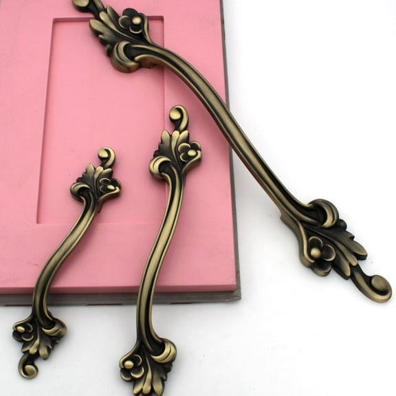 Antique Flower Handles Pulls Cabinet Drawer Dresser Furniture Knob Handle Pulls Matt Dark Gold - 1 pcs, Size-7.4 Inch
