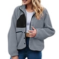 thumbnail image 2 of felwors Womens Fleece Jacket Fuzzy Long Sleeve Short Winter Coats Button Down Sherpa Jacket Outerwear with Pockets Sky Blue, XXL, 2 of 8