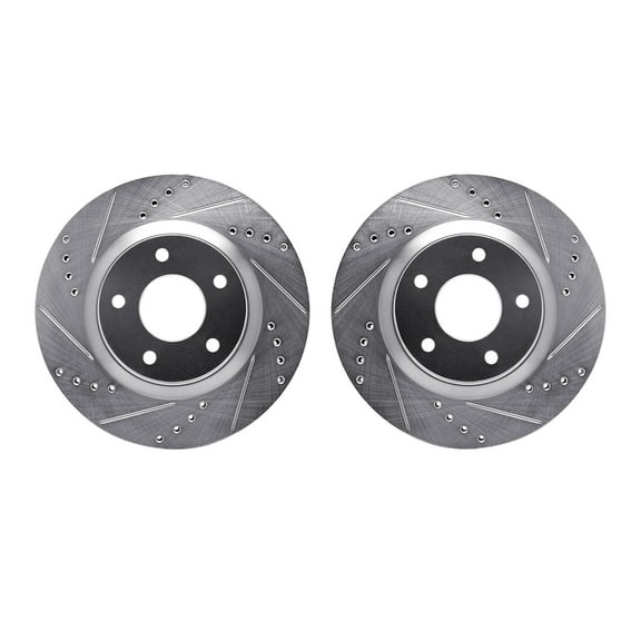 Dynamic Friction Company Front Brake Rotors-Drilled and Slotted-Silver 7002-67067