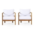 thumbnail image 2 of Set of 2, Outdoor Acacia Wood Patio Club Chair, Wood Patio Furniture,Waterproof Thick Cushion Deep Seating for Porch, Garden, Backyard, Balcony, Weight Capacity 400lbs, Light Teak Finish, White, 2 of 9