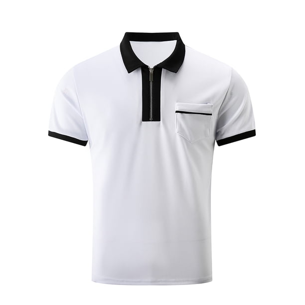 JURANMO Men's Polo Shirts Quarter Zip Spread Collar Shirts Fashion
