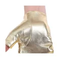 thumbnail image 4 of Guantes de cuero sintético estilo punk para hombre, de medio dedo, huecos, dorados, 4 of 5