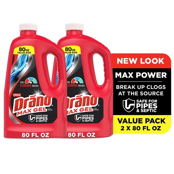 Drano Max Gel Clog Remover, 80 fl oz, 2 ct