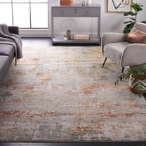 SAFAVIEH Adrianna Alaia Abstract Polyester Area Rug, Blue/Rust, 6'7" x 6'7" Square