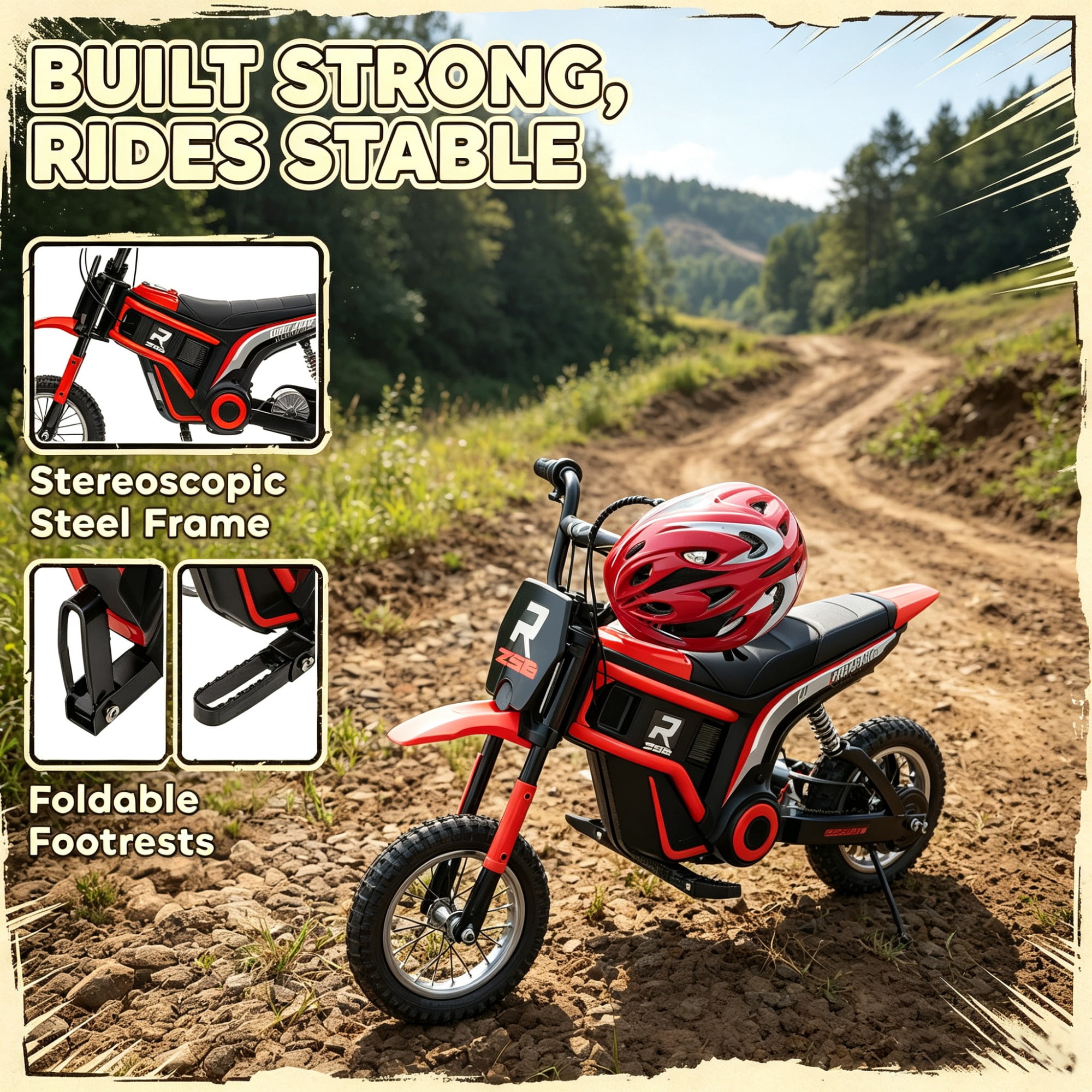 12" Kids Electric Dirt Bike, 24V 350W Motor, Up to 15 MPH Powerful Speed, Ride-On Toy for Young Racers, Red