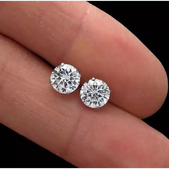 2.00 Ct Round Cut Lab Created CZ Diamond Screw Back Stud Earrings 925 Sterling Sliver 18K White Gold Plated