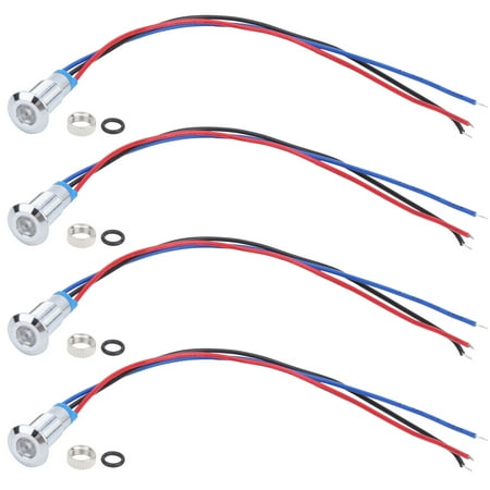 

4 Sets PreWired Round LEDs Waterproof 2Color Signal Light Common Anode 8mm 36V(Red and Blue )
