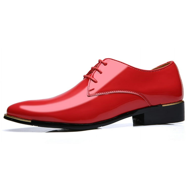 Santimon Mens Dress Shoes Leather Lace Up Pointed Toe Oxford Shoes Casual  Formal Business Shoes Red 9.5 US - Walmart.com