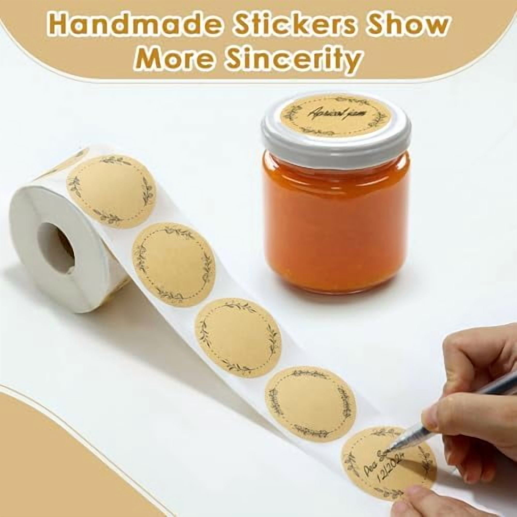500pcs Canning Stickers Jam and Jelly Jar Labels, Gift Tags 4 Different Wreath Designs, All-Purpose Labels for Mason Jars/Bottle/Name Tags and More(2" Round)