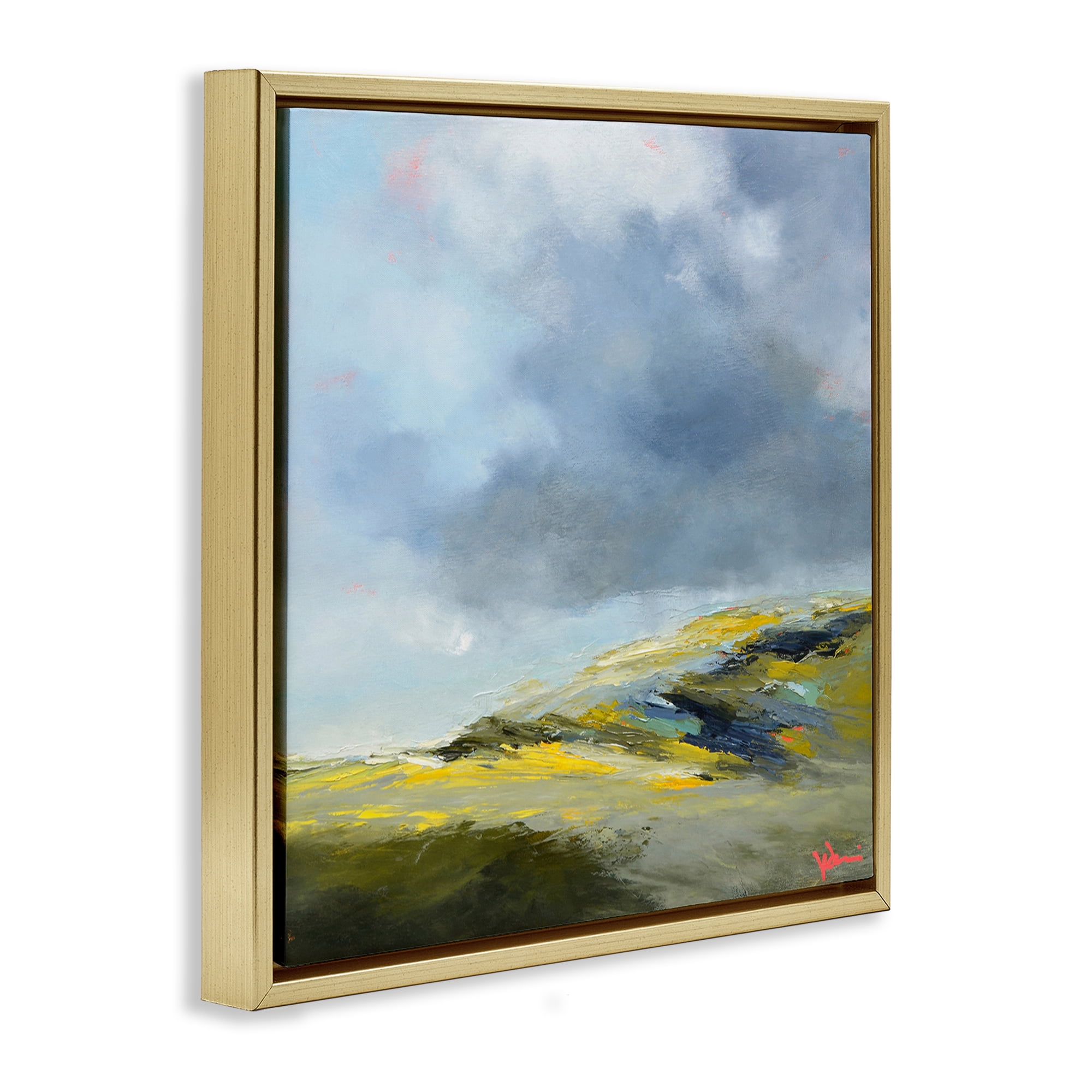 Stupell Industries Murky Clouds Landscape Landscape & Nature Painting Gold Floater Framed Canvas Art Print Wall Art, 25 x 25