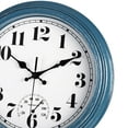 thumbnail image 4 of 12 inch Retro Wall Clock,Indoor and Outdoor,Quartz,Analog,Waterproof,Thermometer,Blue, 4 of 6