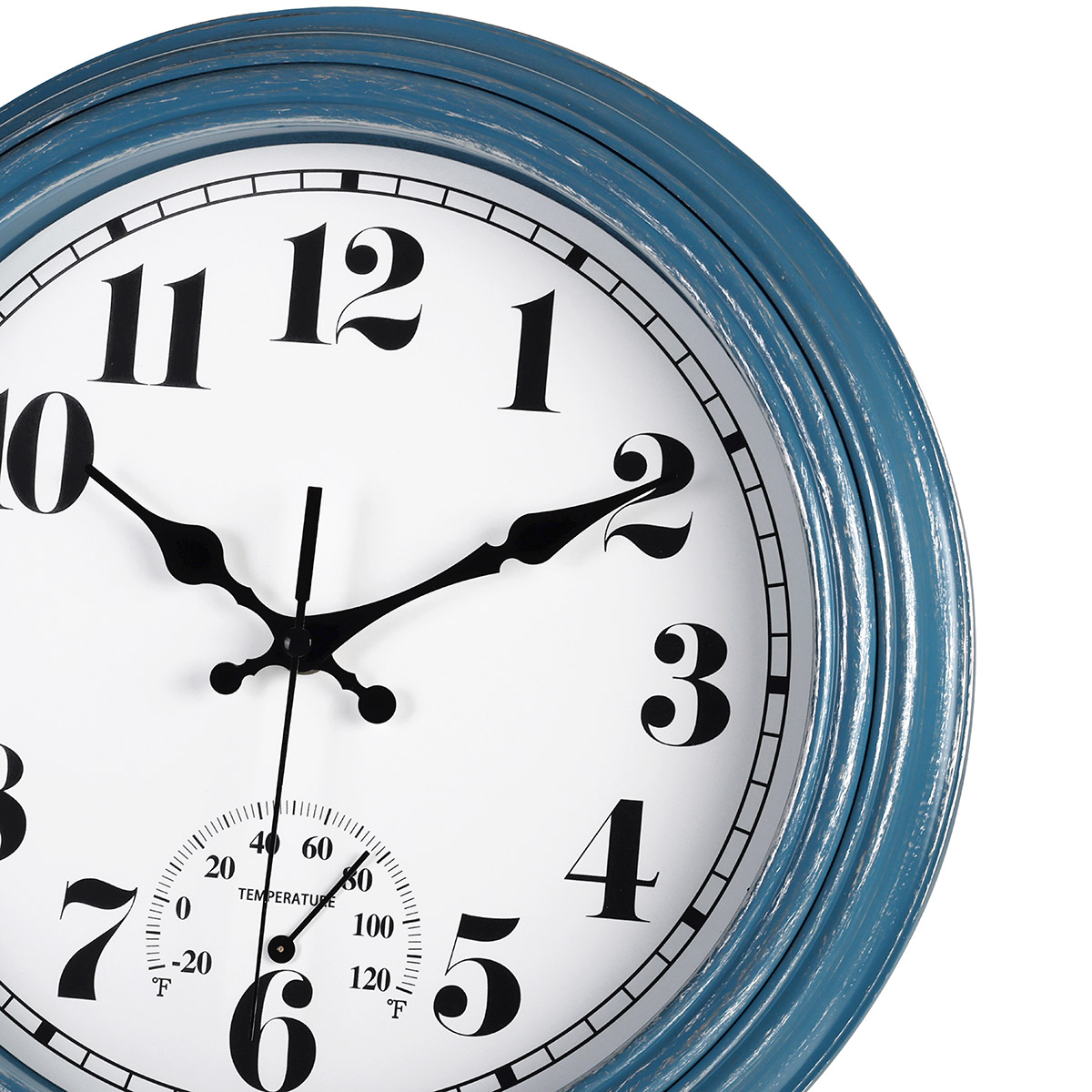45MinST 12-Inch Retro Wall Clock with Thermometer, Blue photo 3