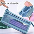 thumbnail image 6 of Transparent Mesh Pencil Case, Large Capacity Double Layer Pen Organizer With Zipper, Triangular Standing Storage Bag For Art Supplies (Multicolor ,22*10), 6 of 9