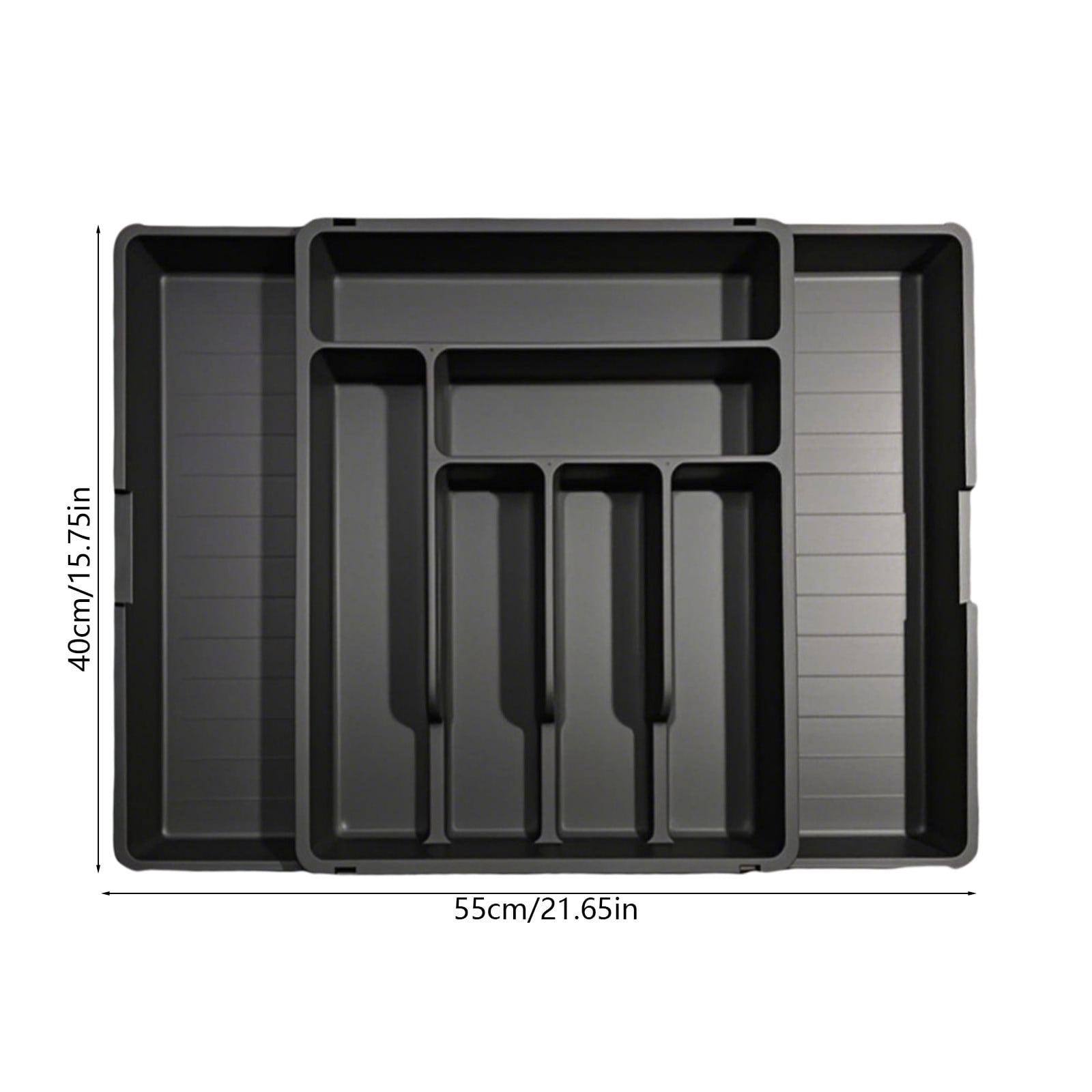 YiJuHui 2pcs Expandable Kitchen Drawer Organizer, Silverware Cutlery Storage Tray with Dividers, Utensil Caddy for Utensils and Flatware, Durable Plastic Drawer Insert for Home Organization 55*40*5CM