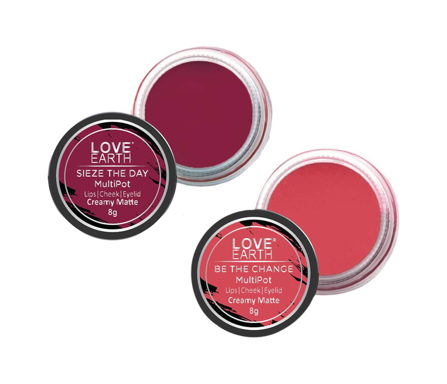 Love Earth Lip Tint & Cheek Tint Multipot Combo (Rose Pink & Raspberry